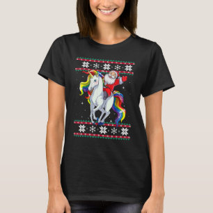 Camiseta Navidades feas de Santa Riding Unicornio mujeres s