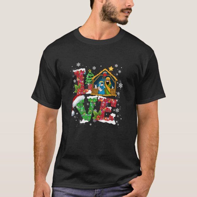 Camiseta Navidades felices aman la Natividad Laurie Furnell (Anverso)
