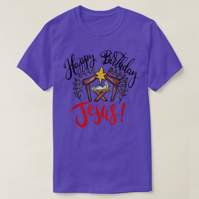 Camiseta Navidades Feliz cumpleaños Jesucristo Feriado Sudo (Diseño del anverso)