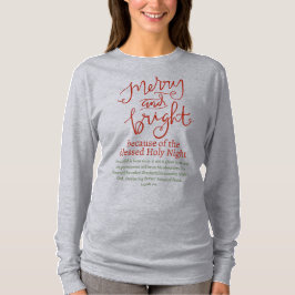 Camiseta Navidades Feliz y brillante gris de luz verde roja