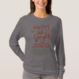 Camiseta Navidades Feliz y brillante gris verde rojo