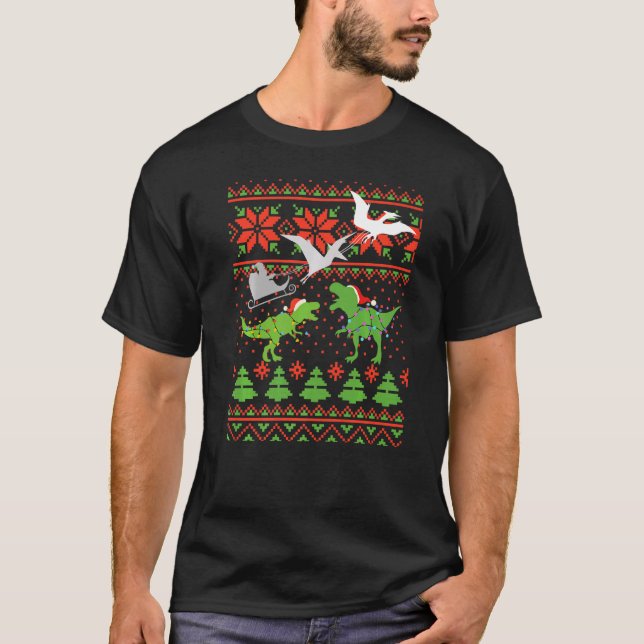 Camiseta Navidades Feo De Dinosaurio Susurran A Los Niños (Anverso)