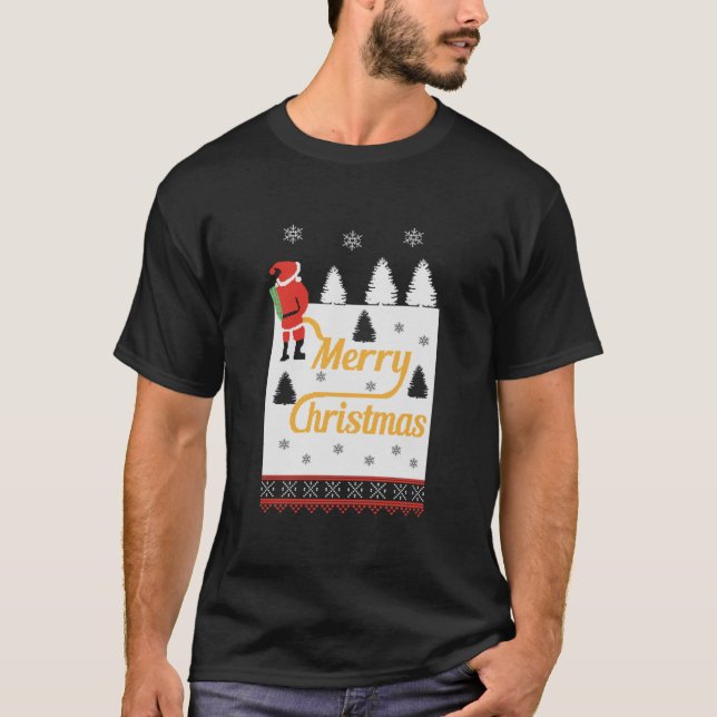 Camiseta Navidades Feo Dulce Santa Mirando En La Nieve No (Anverso)
