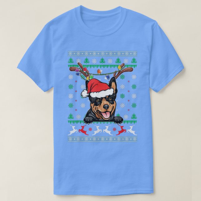 Camiseta Navidades feos Australia Luz de reno Kelpie Xm (Diseño del anverso)