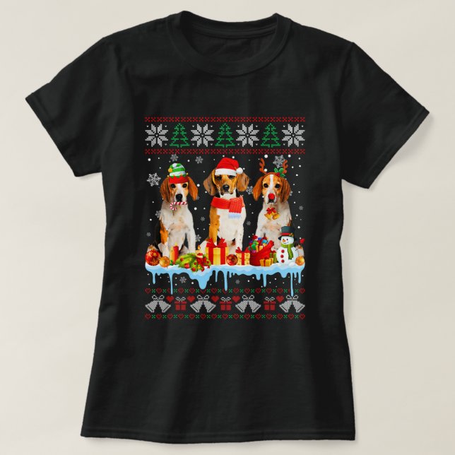 Camiseta Navidades feos Beagle Dog Santa Xmas Costuma de pe (Diseño del anverso)
