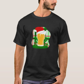 Camiseta navidades feos cerveza santa claus holly plaid gra