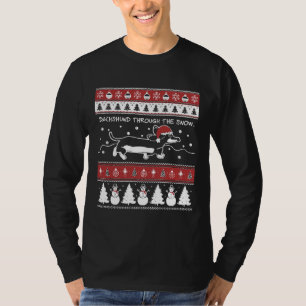Camiseta Navidades feos Dachshund A Través De La Nieve