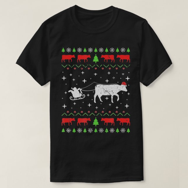 Camiseta Navidades feos de agricultor de vacas de Navidad s (Diseño del anverso)