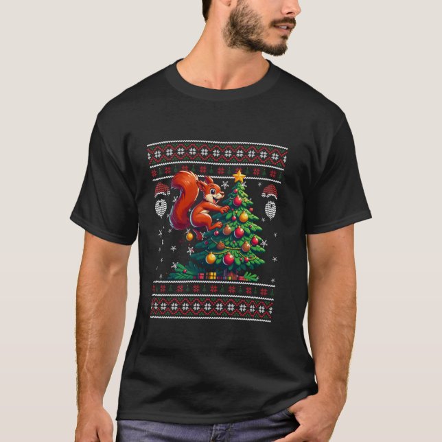 Camiseta Navidades feos de ardilla divertidos árboles de Sa (Anverso)