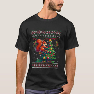Camiseta Navidades feos de ardilla divertidos Santa Hat Tre