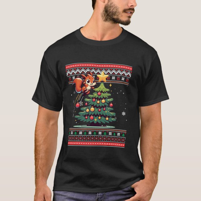 Camiseta Navidades feos de ardilla Snowman Santa Hat Tr (Anverso)