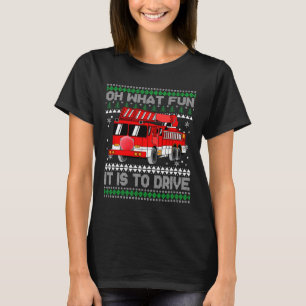 Camiseta Navidades feos de bomberos - Camión de bomberos