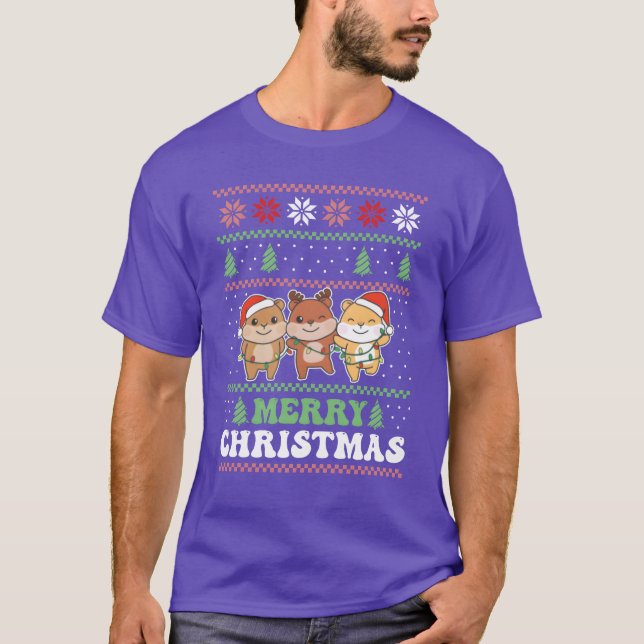 Camiseta Navidades feos de Feliz Navidad Familia Hamster (Anverso)