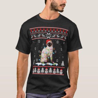 Camiseta Navidades feos de gatos siameses iluminan a curios