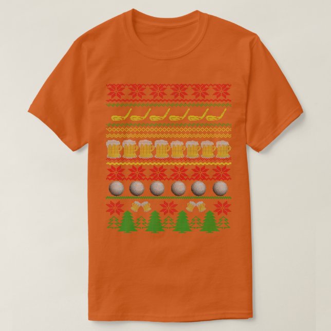 Camiseta Navidades feos de golf y cerveza sudan divertidas  (Diseño del anverso)