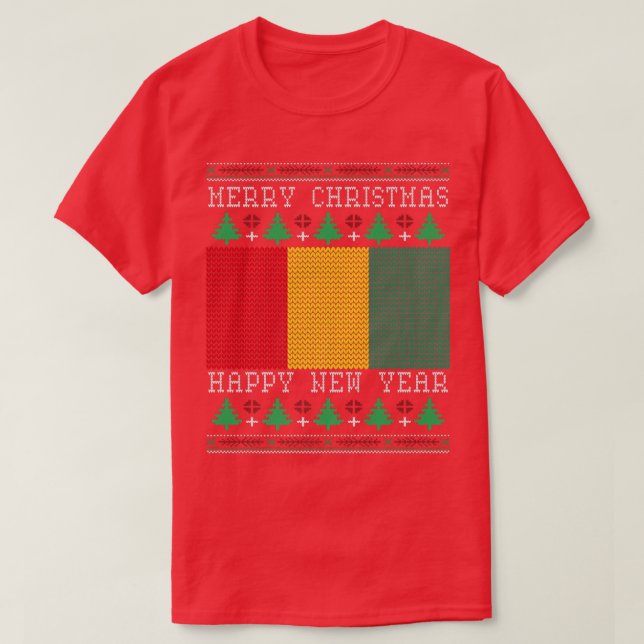 Camiseta Navidades feos de la bandera de Guinea (Diseño del anverso)