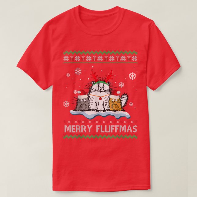 Camiseta Navidades feos de los renos de los gatos de flauta (Diseño del anverso)