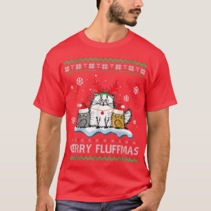 Camiseta Navidades feos de los renos de los gatos de flauta