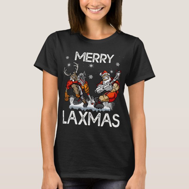Camiseta Navidades feos de Merry LAXMAS Lacrosse Santa Rein (Anverso)