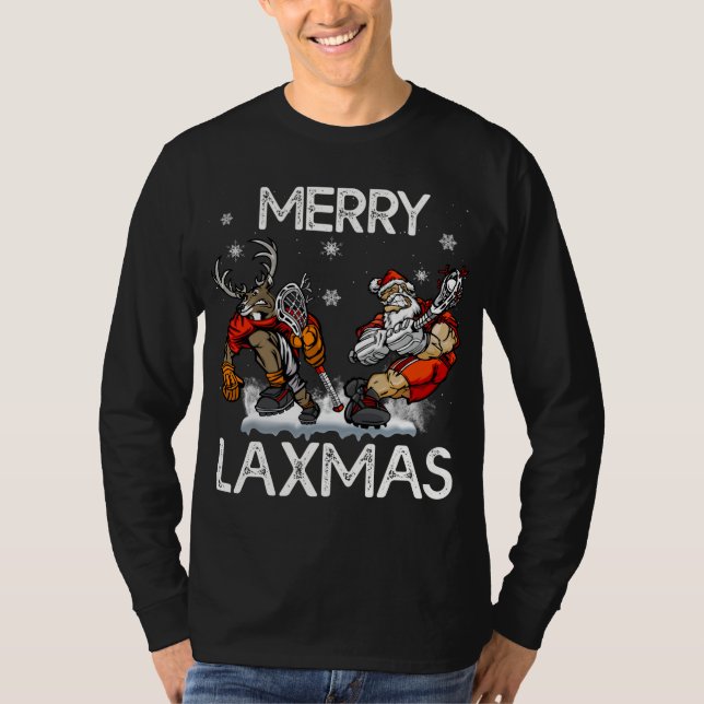 Camiseta Navidades feos de Merry LAXMAS Lacrosse Santa Rein (Anverso)
