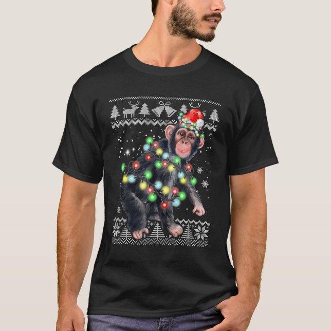 Camiseta Navidades feos de monos chimpancés (Anverso)