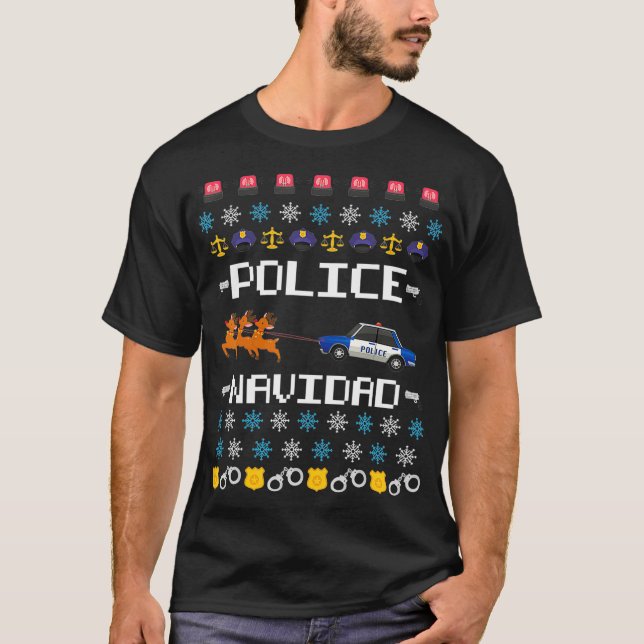 Camiseta Navidades feos de Navidad policial engordan policí (Anverso)
