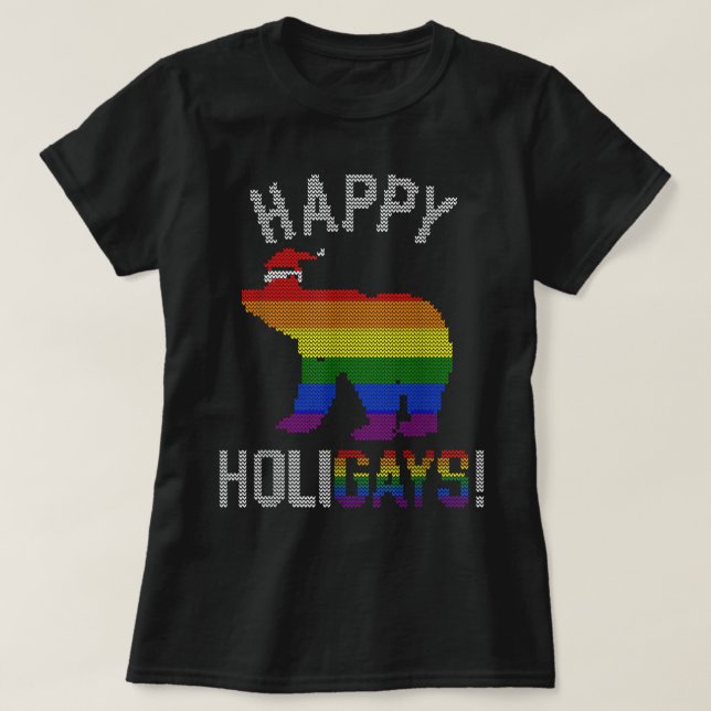 Camiseta Navidades feos de papá gay y oso gay de Navidad (Diseño del anverso)