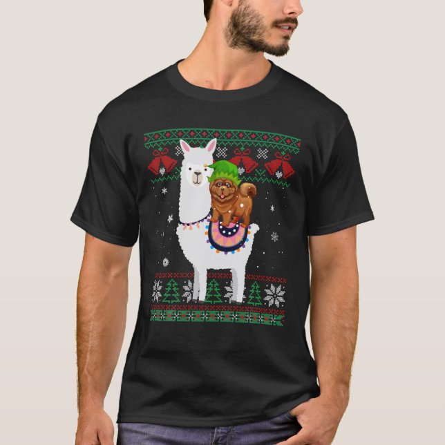 Camiseta Navidades feos de perro de Chow se llaman a él (Anverso)