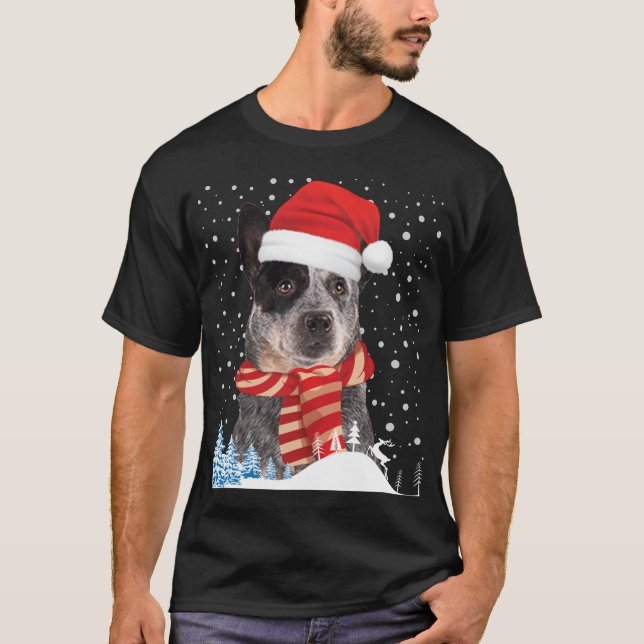 Camiseta Navidades feos de perro de ganado australiano suda (Anverso)