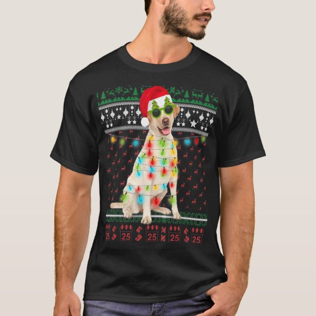 Camiseta Navidades feos de perro recuperador de labrador en (Anverso)