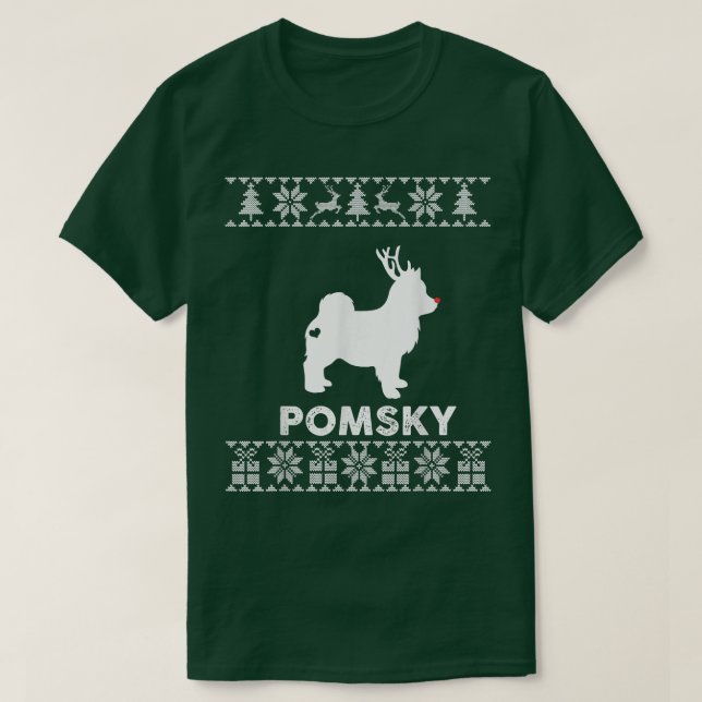 Camiseta Navidades feos de renos de Pomsky Dog Lover Navida (Diseño del anverso)