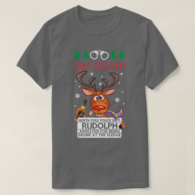 Camiseta Navidades feos de renos de Rudolph borrachos Prem (Diseño del anverso)