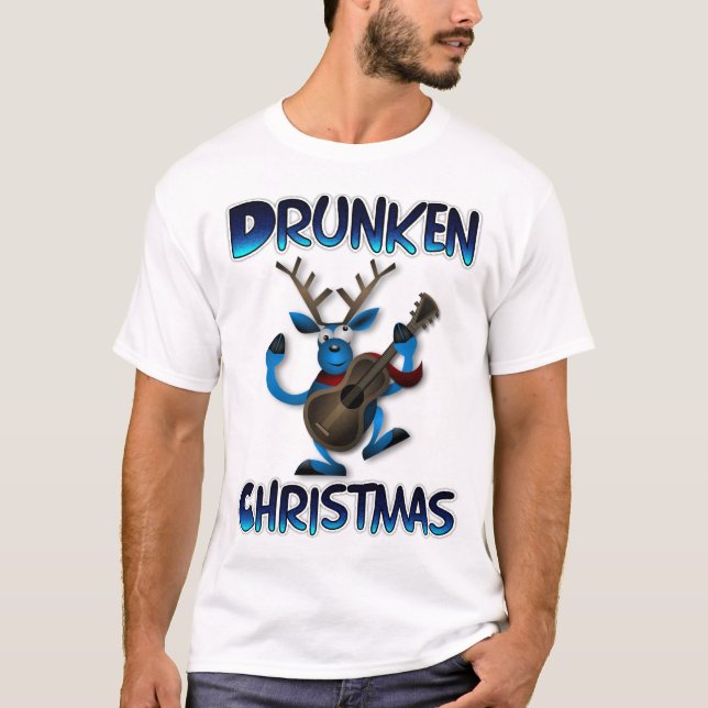 Camiseta Navidades feos de renos ebrios que tocan guitarra (Anverso)