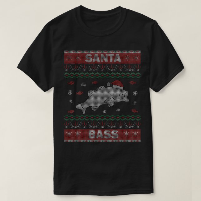 Camiseta Navidades feos de Santa Bass sudaderos pescando (Diseño del anverso)