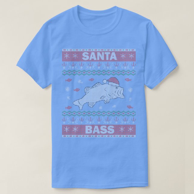 Camiseta Navidades feos de Santa Bass sudoran la pesca 1 (Diseño del anverso)