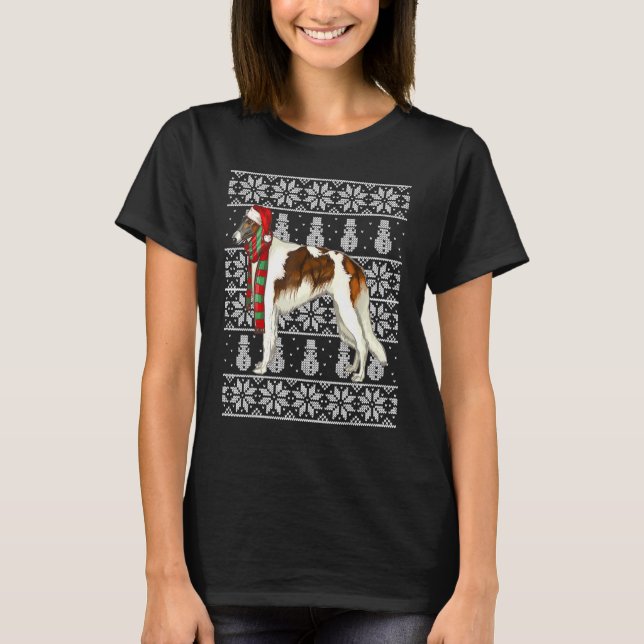 Camiseta Navidades feos de Santa Hat Xmas Borzoi (Anverso)