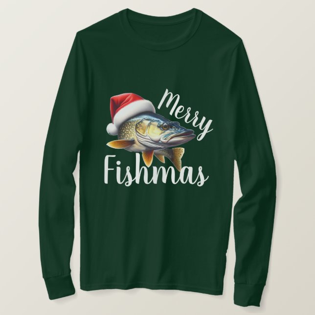 Camiseta Navidades feos de Walleye "Merry Fishmas" (Anverso del diseño)