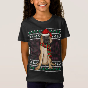 Camiseta Navidades feos de Xmas Mastiff Dog Santa Hat