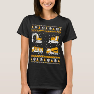 Camiseta Navidades feos del bulldozer de camiones de constr