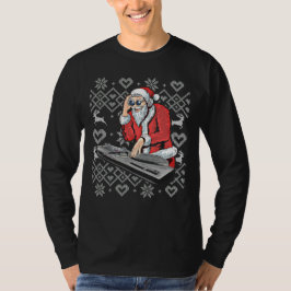 Camiseta Navidades feos del DJ musical de Santa Claus Tacky