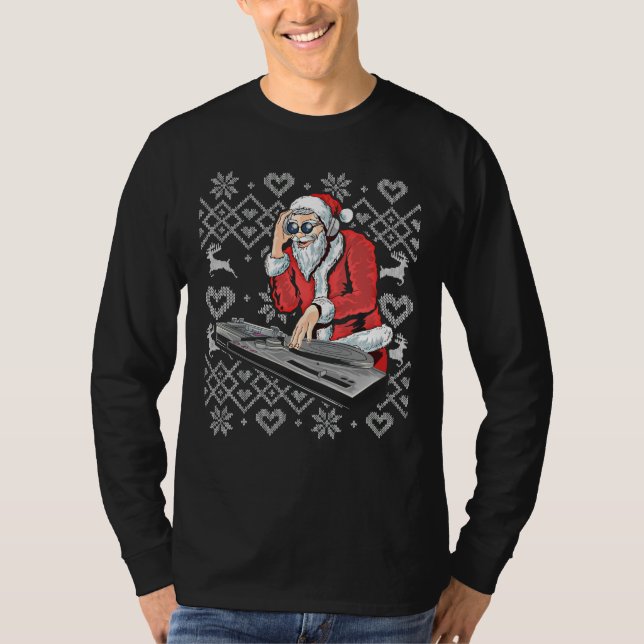 Camiseta Navidades feos del DJ musical de Santa Claus Tacky (Anverso)