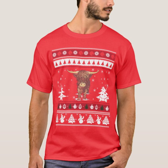Camiseta Navidades feos del ganado Highland (Anverso)