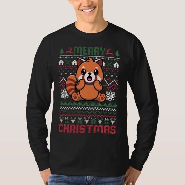 Camiseta Navidades feos del Panda Rojo Encenden a los suéte (Anverso)