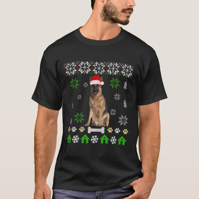 Camiseta Navidades feos del pastor alemán-Perro pastor alem (Anverso)