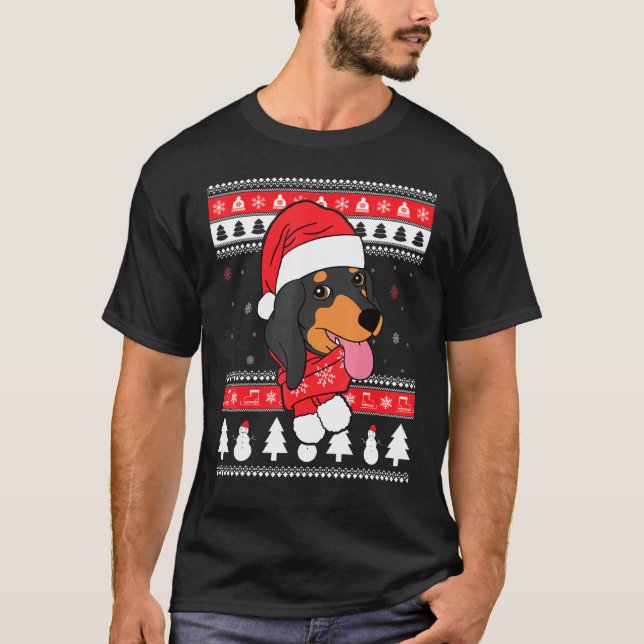 Camiseta Navidades feos del perro de Dachshund (Anverso)