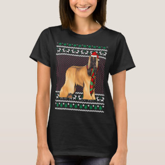 Camiseta Navidades feos del perro del perro de cola afgana