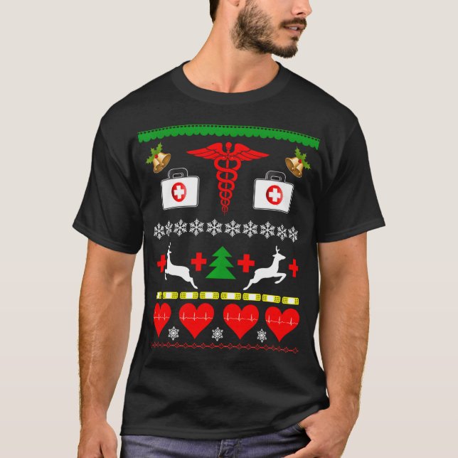 Camiseta Navidades feos Enfermera profesión médica Médica (Anverso)