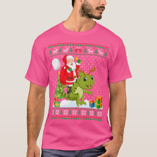 Camiseta Navidades feos Funny Santa Riding Chameleon