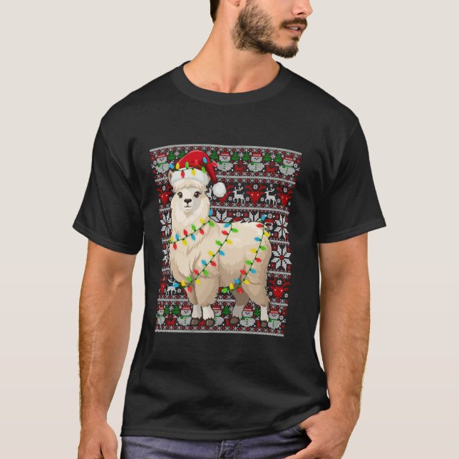 Camiseta Navidades feos hombres mujeres niños Alpaca (Anverso)
