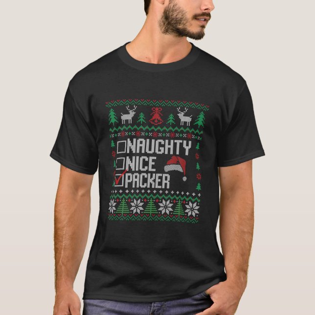 Camiseta Navidades feos Lista Funny Naugher Packer (Anverso)